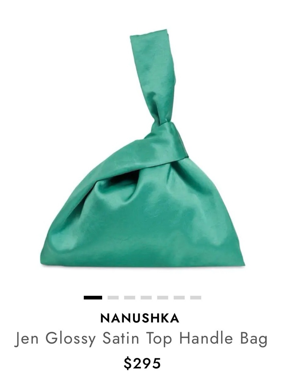 NANUSHKA Jen Glossy Satin Top Handle Bag Emerald NWT & Dustbag